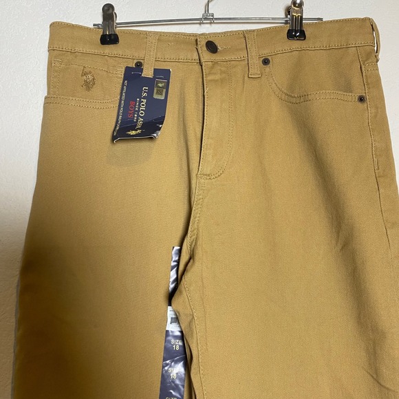 NWT US Polo Assn Boys Straight Twill Jeans Honey Size 18 Preppy Uniform Gorpcore - Picture 12 of 13